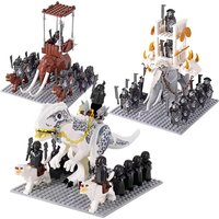 MOC Mittelalterlicher Wolf Mammut LOTR Figuren Ritter Orks Kriegselefant Reittier Streitwagen Modell Bausteine Spielzeug für Kinder Geschenke