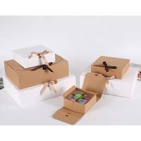 10PCS White/Brown/Black/Red/Blue Multi Size Paper Box Party gift box ribbon wedding birthday handmade candy biscuit t-shirt Box