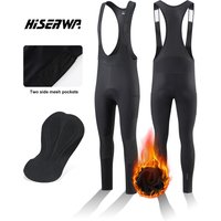 AliExpress HISERWA Winter Cycling Bib Pants Keep Warm Bicycle Tights Breathable 6 Hours Cycling Pants Thermal Fleece Bike Trousers 5-15°C