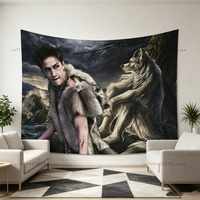 Funny Meme Tapestry SSKZ BangChan Alpha Wolf Flag Wall Tapestries Aesthetic Bedroom Dorm Background Cloth Room Home Decor Banner