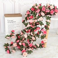 Artificial Pink Roses Garland Flower Fake Flowers for Wedding Arch Home Wall Backdrop Room Garden Balcony Railing Decoration