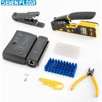 8 in 1 RJ45 Crimp Tool Kit,Crimper tool,Cable Tester,Wire Cutter,Blades,50Pcs Cat 6 Connectors and Strain Relief Boots