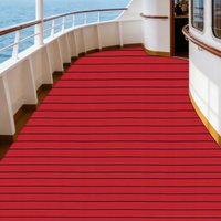 94.5"x35.4" EVA Foam Boat Flooring Sheet, 6mm Non-Skid Marine Decking Mat, Self-Adhesive Faux Teak Yacht Flooring Carpet for Boat Ship RV Gym Red with Black Lines