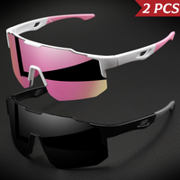 2PCS Oversized Colorful Sports Sunglasses - Wraparound Design, UV400 Unisex Comfort Fit for Cycling, Hiking & Outdoor
