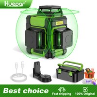 Huepar 3D Cross Line Laser Level Rechargeable Self-leveling Green Laser Tool With Li-ion Battery & Pulse Mode & Hard Case HM03CG