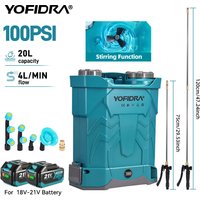 YOFIDRA 20L Elektrischer Sprüher 20L Hochleistungs-Gartensprühgerät, Bewässerungs-Rucksacksprüher, Werkzeug für Makita 21V Akku