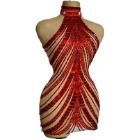 Luxury Red Rhinestone Sexy Nightclub Short Dresses Women Prom Celebrate Stage Wear Birthday Party Drag Queen Photoshoot Outfitss