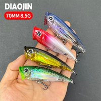 70mm 8.5g Surface Popper Fishing Lure 3D Topwater Pop Trolling Pesca Artificial Baits Floating Popper Swimbait Fishing Supplies