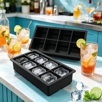 4/6/8 Grid Silicone Ice Cube Mold Large Square Ice Cube Tray Mold Without Lid Square Ice Cube Manufacturer Freezer Mold