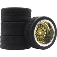4PCS 65mm 1/10 On Road Wear-Resistant Rubber Tires + Rims for HSP HPI RC Car 94123/94122/CS XI