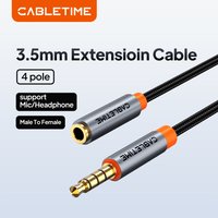 CABLETIME 3.5mm Aux Extension Cable HiFi Audio Mic Cable 3.5mm Aux Cord for Phone Audio Speakers Headphones