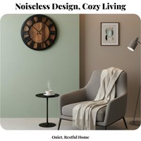 Round Wall Clock Silent Movement Roman Numeral Wall Clock House Decoration Faux Wrought Iron Easy to Read for Office