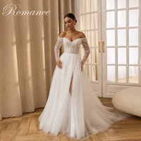 Modern Off The Shoulder Beading A-Line Wedding Dress 2026 V-Neck Pleat Side Slit Lace Open Back Vestidos De Novia Customized