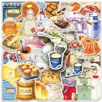 50Pcs Aesthetic Bakery Dessert Stickers, Healing Cute Decals for Notebook, Game Console & Desktop Decor