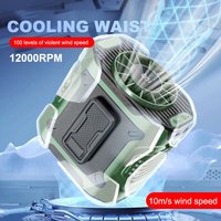 Portable Waist Fan USB Rechargeable Clip on Wearable Belt Shirt Body Fan 3600mAh Personal Fan with Flashlight for Outdoor Travel