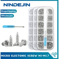 NINDEJIN 601-teiliges elektronisches Schraubenset, vernickelt, flach, runder Kopf, Mini-Mikroschrauben-Set, Telefonbrille, Blechschrauben-Set M1-M1.7