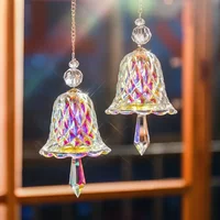 1 pc unici crystal suncatcher Bell pendant, rainbow glass wind chimes sun catcher Christmas decorations