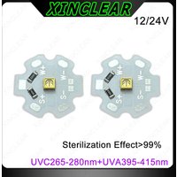 High Quality DC12V 24V UVC 265-280NM+UVA 395-415NM Ultraviolet SMD 3535 LED Chips With 20mm PCB Board LED Disinfection Module
