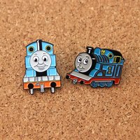 2Pcs Cute and Nostalgic lLittle Train Brooches, Childhood Classic Anime Inspiration Badges, anime fan collection brooches