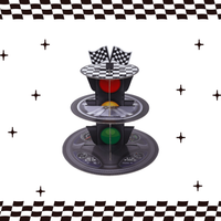 A Set of Three-layer Paper Cupcake Holders for Non Food Contact, with Transportation Themed Party Decorations