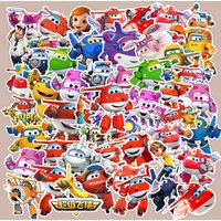 1 Pack Anime Sticker Super Wings Action Figures Cute Airplane Character Model Decorative Supplies Kid Gift Toy