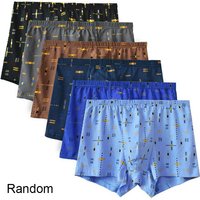 Men's Underwear Flat Corner Pure Cotton Mid Waist Printed Multi-color Men Panties Random Breathable Large Size Men Underpant