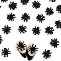 30PCS Black Spider Nail Art Charms Accessories Parts For Halloween Nail Art Decoration Design Supplies Material Manicure Decor