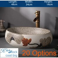48x36x15cm Sink Basin, Jing De Zhen Modern Style Bathroom Wash Basin for Washing Hands and Face Minimalist Design Customized