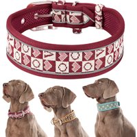 Extra Wide Thickened Breathable Dog Collar Reflective Safety Pet Collar Comfortable No Strain for Medium Large Dogs