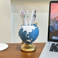 1 Novel Pen Holder, Creative Globe Pen Holder, European-Style Vintage Ornament, Room and Living Room Decoration, Office Desk Organizer, Student Gift