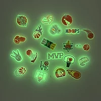 2pcs glowing in dark PVC basketball series shoe buckles charms accessories decorations for clog wristbands DIY unisex gift