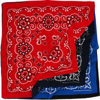 68CM Retro Blue Red Paisley Large Square Bandana Cotton Hip Hop Headband Scarf