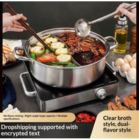 Dual Flavor Hot Pot 304 Stainless Steel Large Capacity Thickened Household Soup Pot Compatible with Induction Cooktop Gas