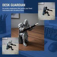 Creative Single Kneeling Knight Pen Holder Armor Knight Kneeling Figurine Pen Holder Desktop Stand Storage Decor