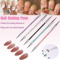 LINMANDA 5Pcs Nail Art Brush Set Double Ended Nail Art Brush Nail Liner Brush Dotting Brush Tool for Designing Intricate Pattern