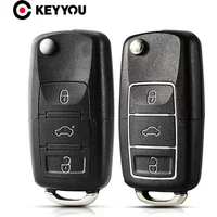KEYYOU 3 Buttons Remote Car Key Flip Shell Case For VW Volkswagen MK4 Bora Golf 4 5 6 Passat Polo Bora Touran No Blade