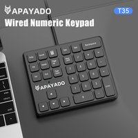 APAYADO T35 Numeric Keypad with Calculator 34 Keys USB Wired Number Pad Ultra Thin Portable Adding Machine Keypad for Laptop PC