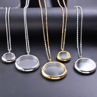 1Pc Stainless Steel Simple Round Floating Memory Locket Pendant Necklaces DIY Glass Living Ashes Holder Relicario Collar Jewelry
