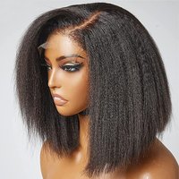 Transparent Kinky Straight Lace Front Wigs Pre Plucked Yaki 5X5 Short Bob Human Hair Wigs For Woman Natural Lace Closure Bob Wig