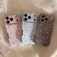 Korean Retro Plaid Grid Pattern Bowknot Leather Texture Phone Case For iPhone 17 16 15 14 13 12 11 Pro Max Shockproof Soft Cover