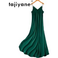 TAJIYANE 100% Mulberry Silk 21 Mommes Long Dresses Woman Summer 2025 New Satin Slip Dress Many Colors Ladies Clothes платье