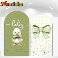 Mocsicka Oh Baby Photo Arch Cover Backdrop Photography Green Duck Bow Floral Background Kids 1st Birthday Party Studio Decor
