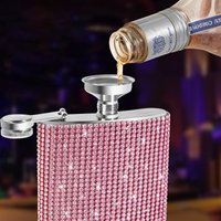6oz hochwertige Bling Diamant Wein Whisky Topf Flasche Edelstahl Flachmänner Trinker Alkohol Flasche Trichter Reise Wein Tasse