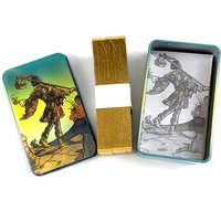 Metal Box Gilded Edition Back Tarot Cards Deck With Paper Guidebook Classical Divination Board Game Halloween and Christmas Gift