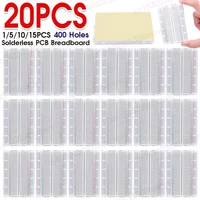 Platine de prototypage PCB sans soudure, 400 points, épissable, mini, universel, Protoboard de test pour expérience, robot, 1 à 20 pièces