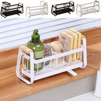 Kitchen Sink Sponge Holder & High Brush Organizer Soap Dish Rack Drainer Multifunctional Countertop Sink Caddy for Home Decor