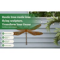 Dragonfly Silhouette Metal Rust Decorative Figurine Collectibles Easy