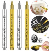 1/2/3/4Pcs Metallic Marker Pen Set Gold Silver Brush Pen Medium Point Markers For Metal Rock Painting Black Paper Card Making