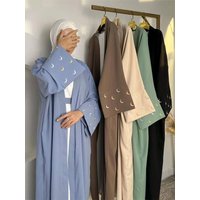 Ramadan Abayas For Women Moon Embroidered Kimono Abaya Dubai Luxury 2025 Islam Muslim Kaftan Modest Dress Kebaya Damen Caftan