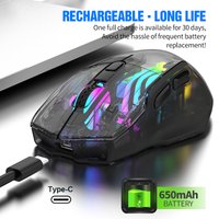 3 Modes Bluetooth 2.4G Wireless Transparent Mouse RGB Gaming Mouse 1200-3600DPI Rechargeable Mute Mouse For Laptop PC